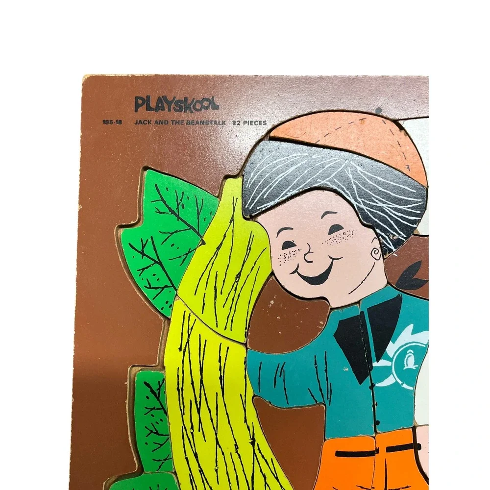 Vintage Playskool Jack and the Beanstalk Wooden Inlay Puzzle 22 Piece 185-18